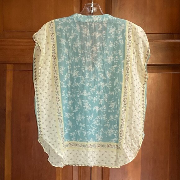 Elie Tahari Sleeveless Blouse with Camisole - Medium - Blue and Yellow Pattern - Picture 4 of 15
